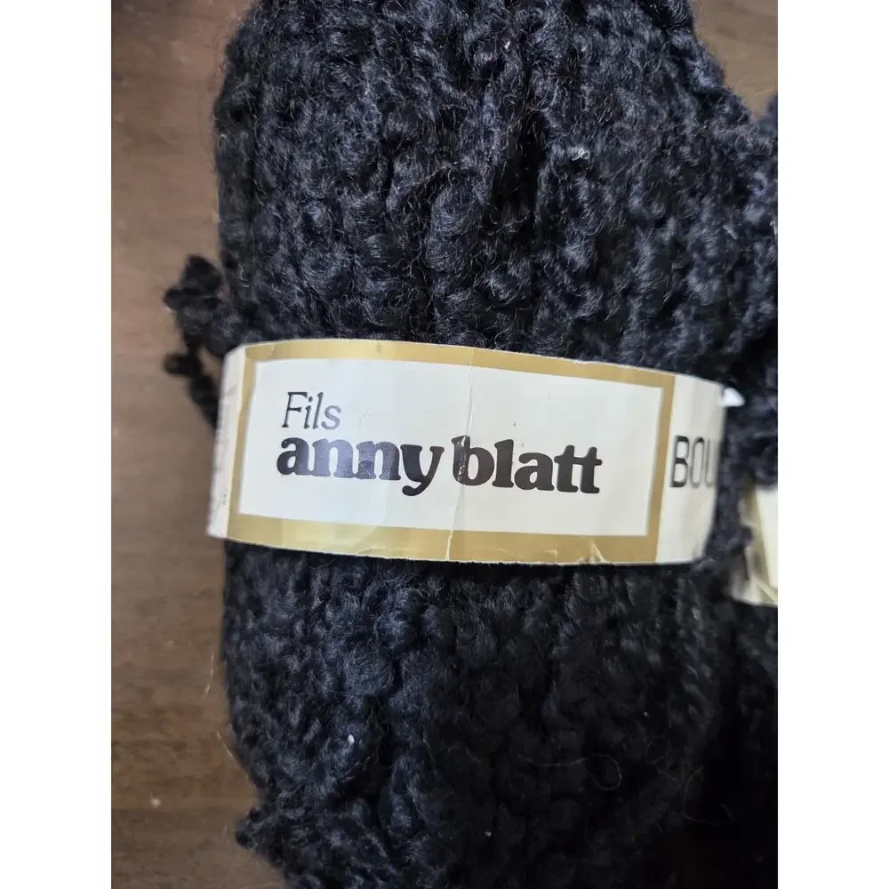 Vtg Fils Anny Blatt Boucl’Anny Black Wool Blend Chunky Novelty Yarn Lot France